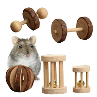2022jmt small pet toys pet accessories 1 pc chew toys pine dumbells pet molars supplies guinea pigs rat nature wood