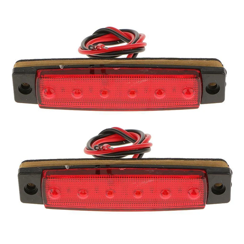 

2pcs 6LED Red Side Marker Indicator Signal Light DC 12V Sealed Turn Brake Stop Tail Light For Truck Trailer RV Boat