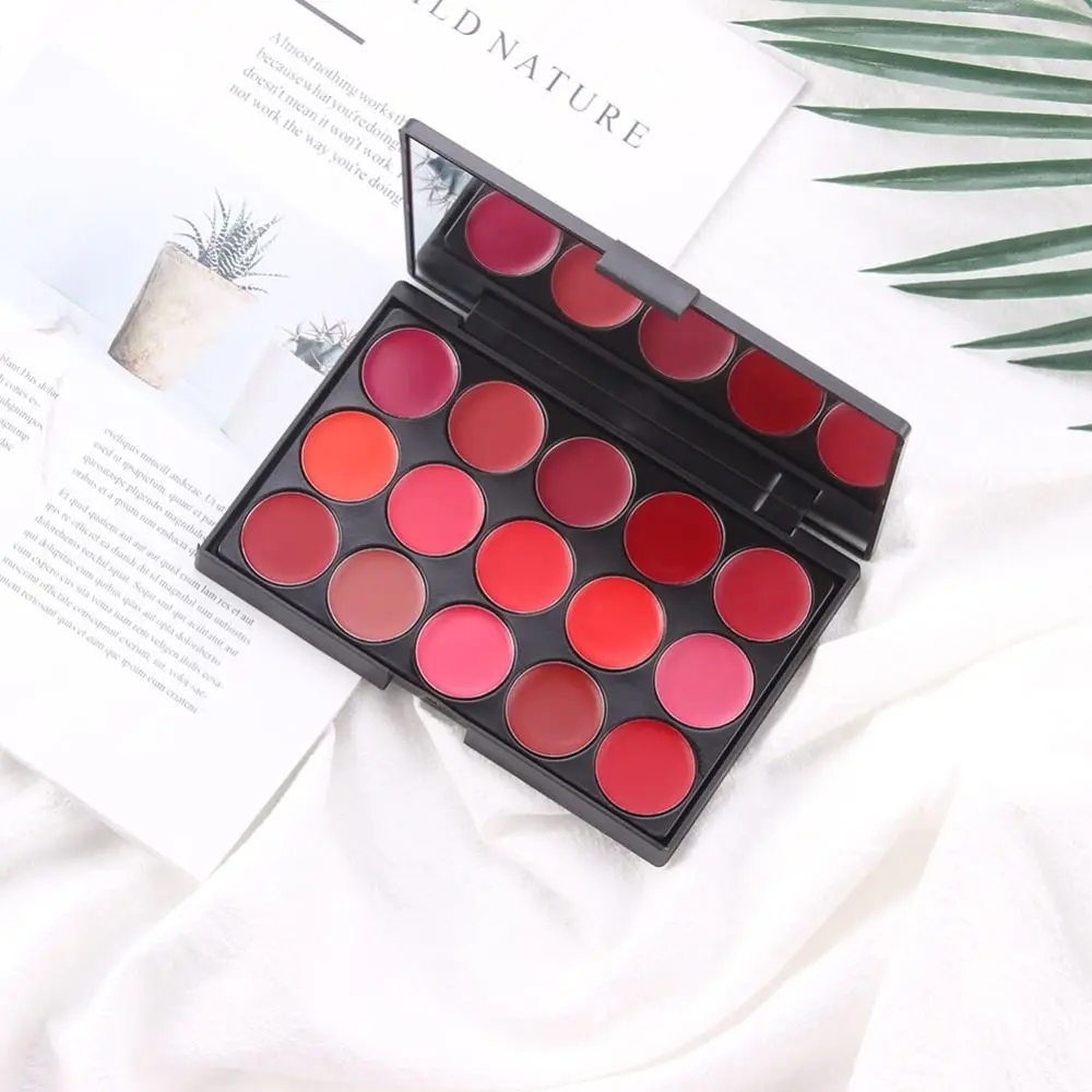 Палитра губной помады с зеркалом водонепроницаемая увлажняющая палитра блеска