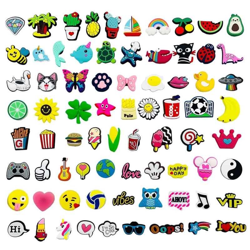 Jibz Charms For Crocs 100pcs Girls Boys Shoes Accessories PVC Cartoon Anime Shoe Decorations For Kids Party Gift