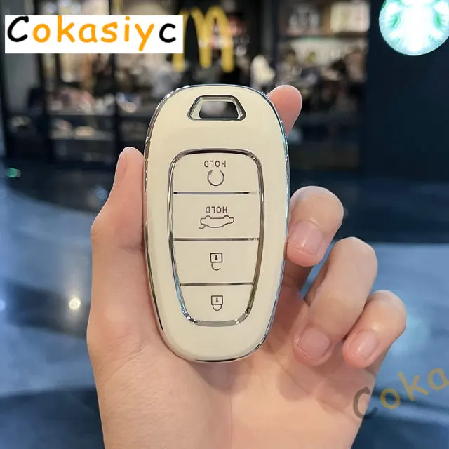 

4-кнопочный чехол из ТПУ для автомобильного смарт-ключа для Hyundai Santa Fe Tucson 2022 NEXO NX4 Atos Solaris Prime 2021 Авто-брелок-брелок