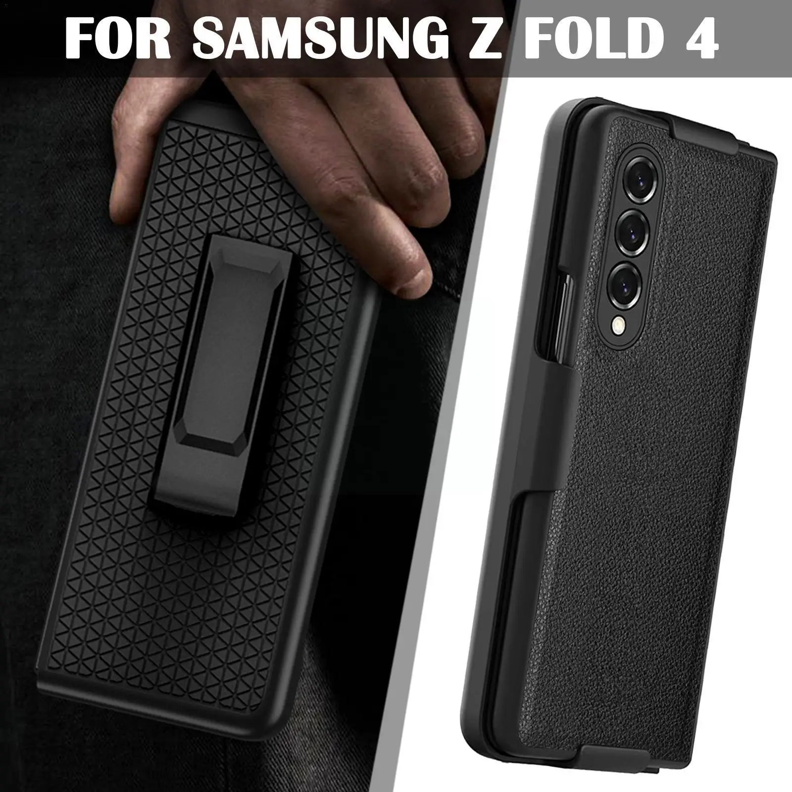 

Из искусственной кожи телефон для Z Fold 4 Lychee шаблон вращающийся зажим для ремня Кобура складной кронштейн против царапин Co U4o1