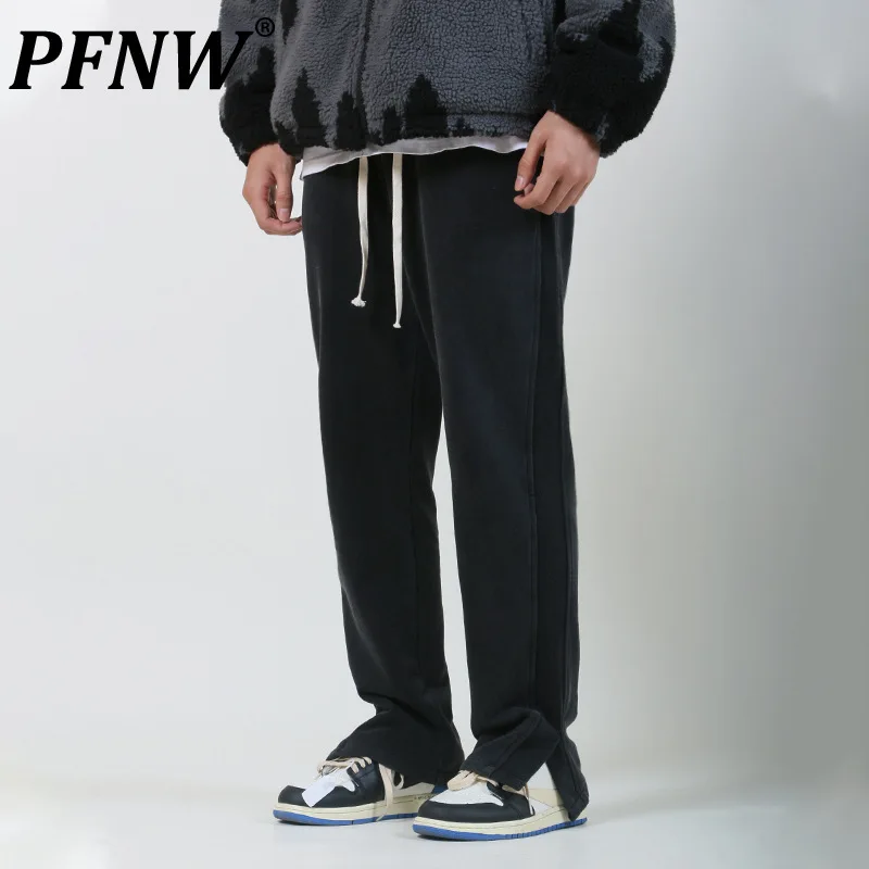 

Мужские прямые брюки на шнуровке PFNW, однотонные свободные брюки составного кроя в стиле хип-хоп, модель 12A6429 на осень, 2023