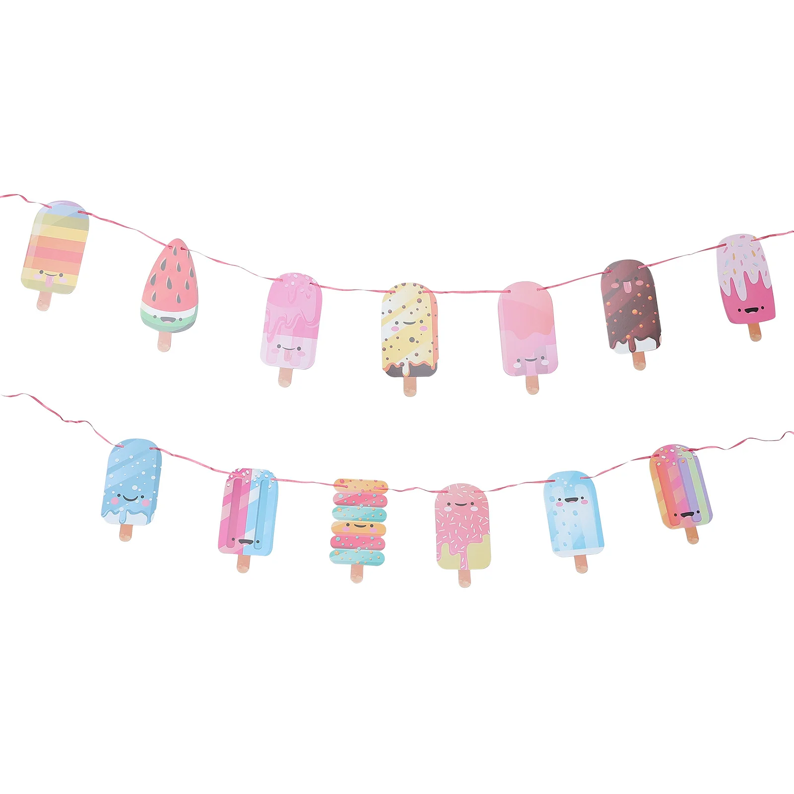 

Ice Cream Banner Party Garland Popsicle Birthday Bunting Streamer Decorations Bar Summer Decor Signs Flag Theme Favors Colorful