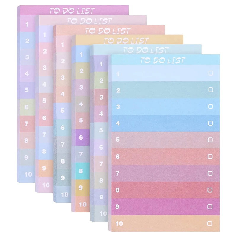 

60sheets Rainbow Color To Do List Notepad Memo Writing Pad Daily Reminder Planner Notebook List Planning for Home Office School