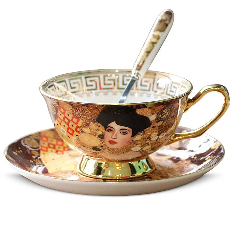 

Кофейная чашка в европейском ретро-стиле из костяного фарфора, легкая Роскошная креативная керамическая чашка для дома и офиса, чашка для п...