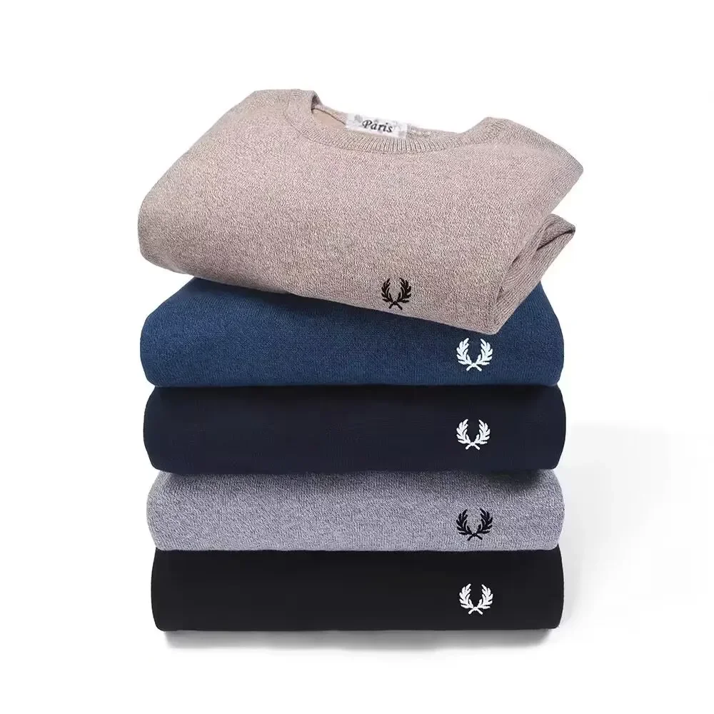 

2023 Quality Autumn and Winter Men's Knitwear Fashion Embroidery Warm Casual Sweater Street Harajuku Retro Round Neck Pullover