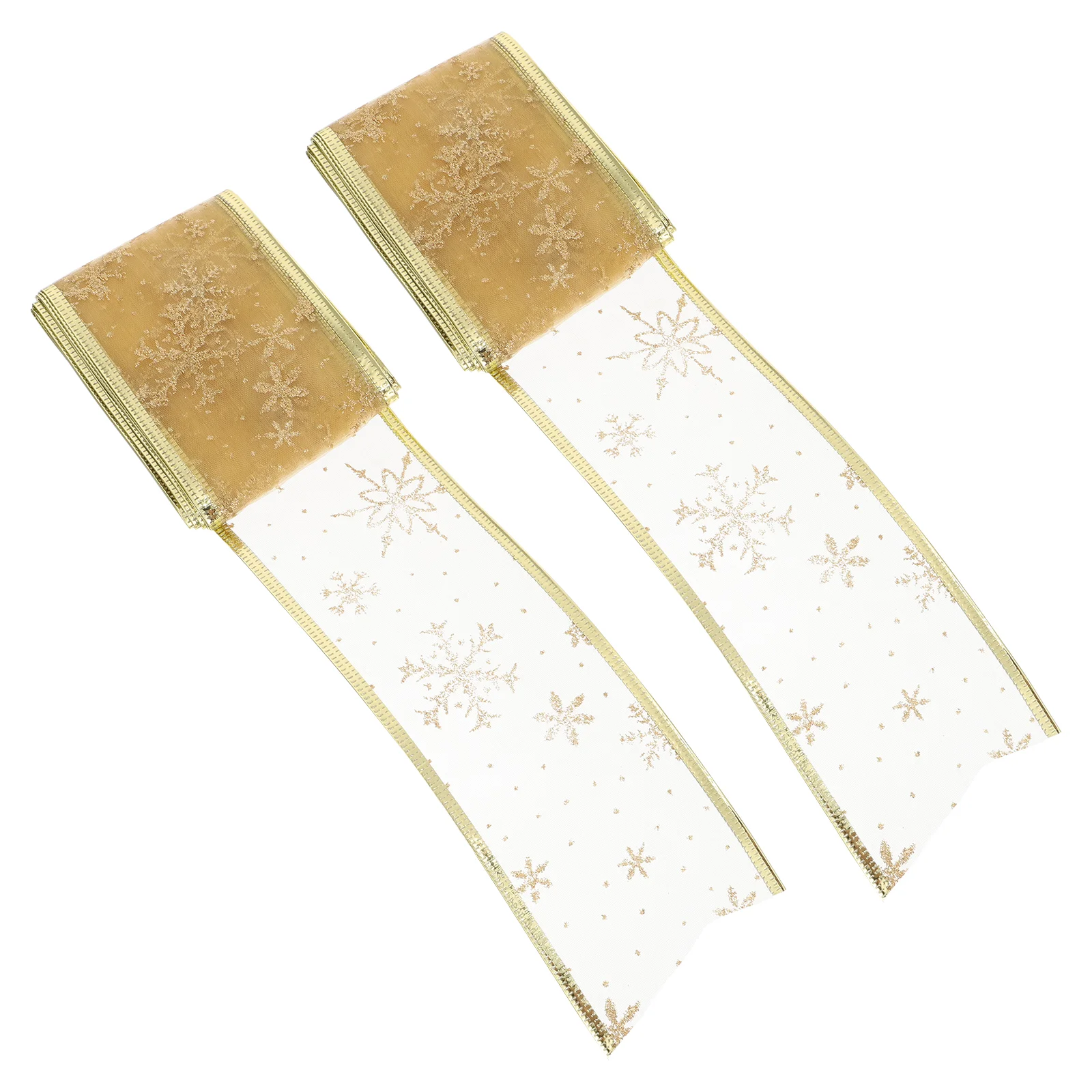 

2pcs Festive Christmas Ribbons Beautiful Snowflake Ribbons Wrapping Ribbons