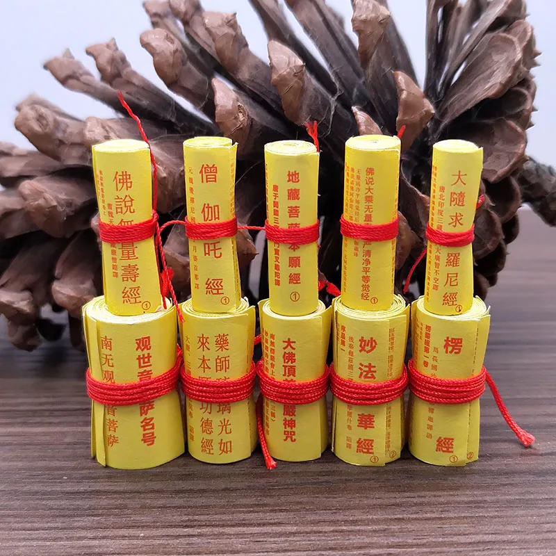 

10 style BUDDHA GUAN YIN Tathagata Heart Sutra Shurangama Toroni Mantra MINI Scriptures Paper roll amulet talisman Temple Abbot