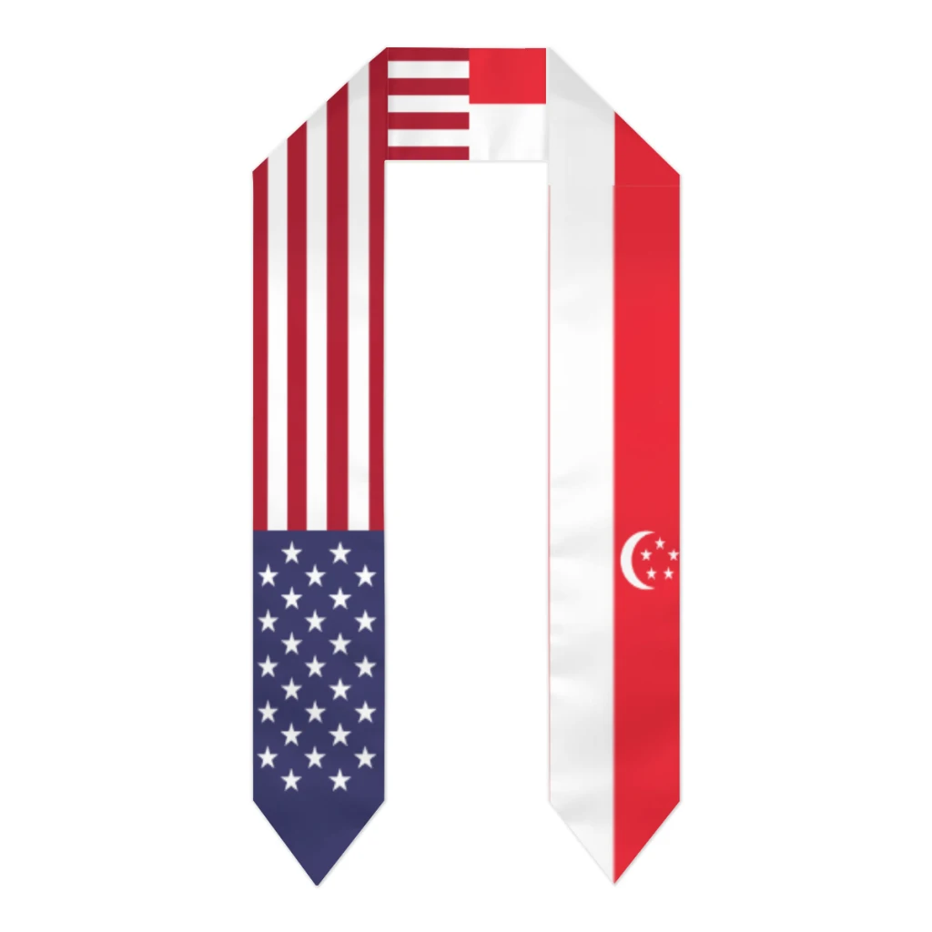 Выпускной пояс Сингапур и США флаг палантин шали выпускные накидки шарф подарки