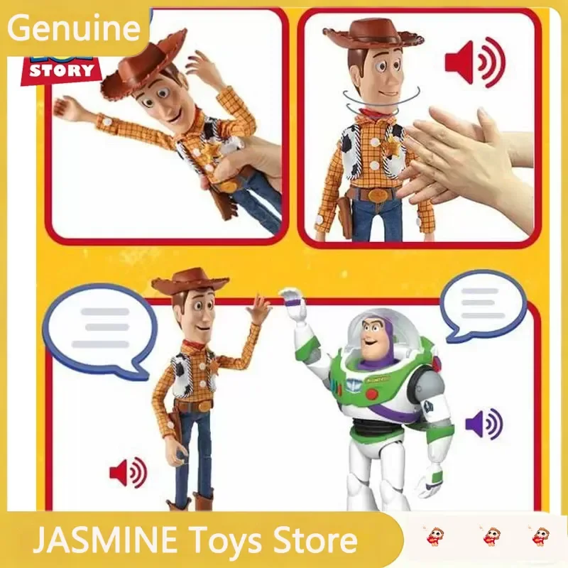 Фото В наличии: Коллекционная фигурка Disney Toy Story в стиле ретро, реалистичная модель Базза Лайтера и Вуди, активирующаяся звуком, идеальный подарок для коллекционеров. №2