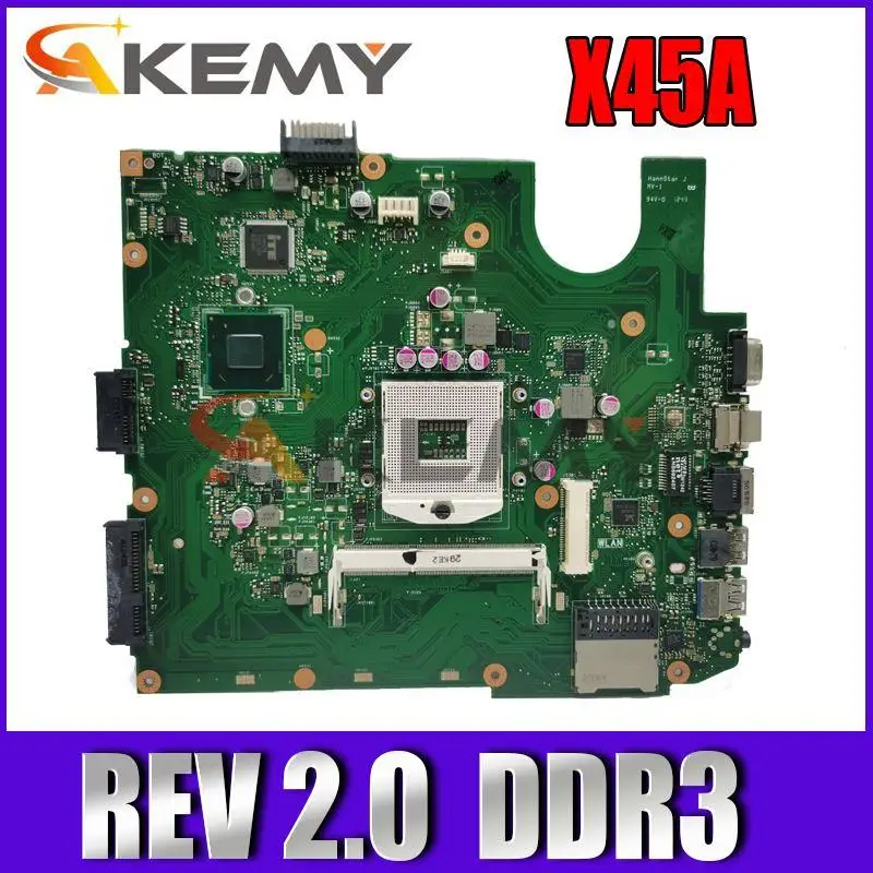 

AKEMY For ASUS Original Laptop Motherboard X45A Mainboard REV 2.0 integrated DDR3 Test work perfect