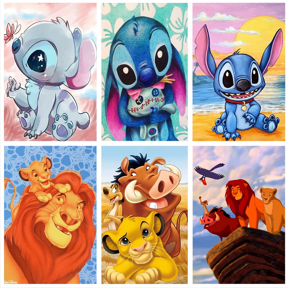 

Disney 5D Diy Diamond Painting Cartoon Lilo and Stitch The Lion King Embroidery Mosaic Art Rhinestone Children's Home Decor Gift