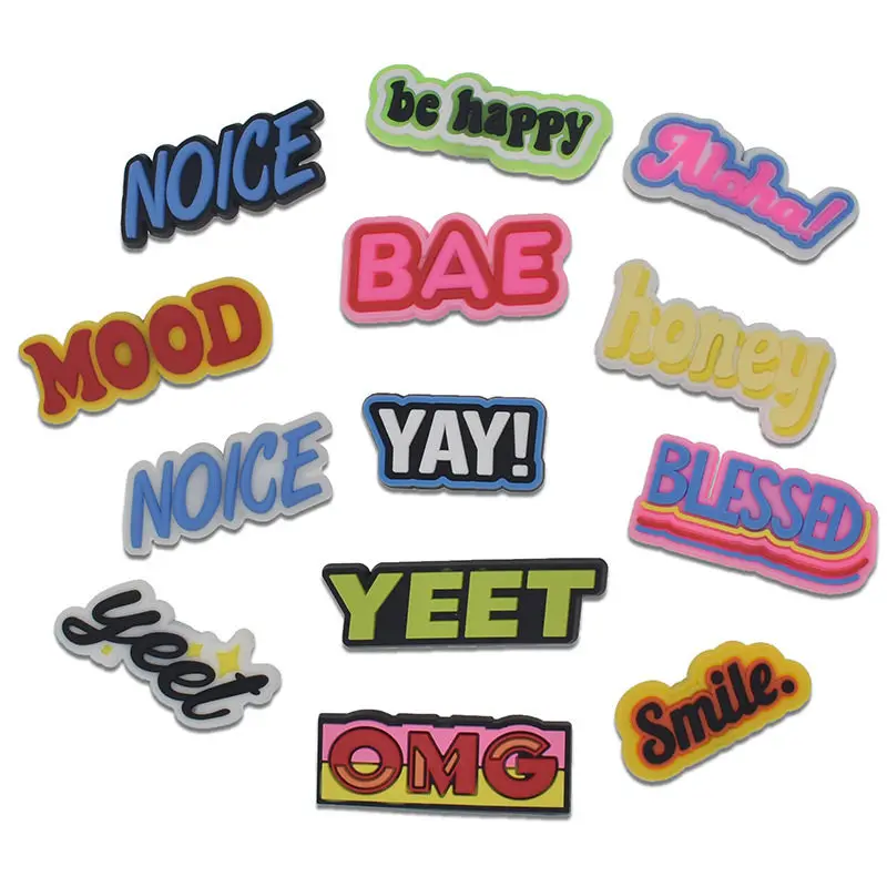 

1pcs Be Happy Slogan Croc Charms Shoe Charms Shoe Buckles Accessories Fit Bands Bracelets Croc JIBZ Kids Party X-mas Gift