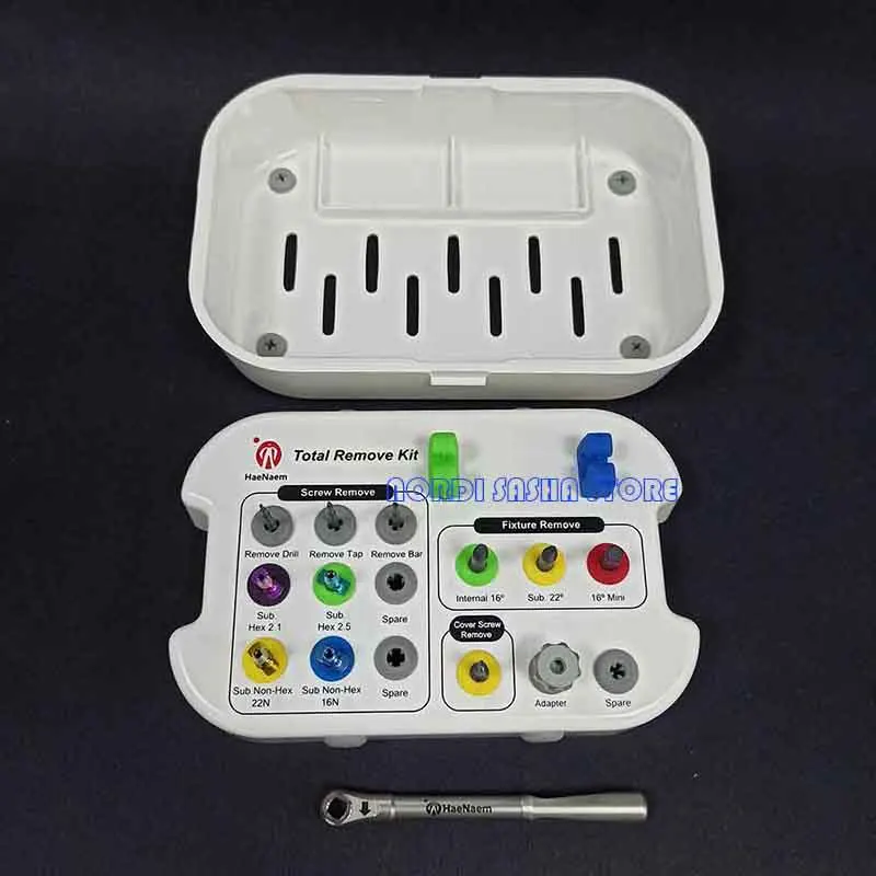 

Dental Implant Bur Drills Korea HeNaem Total Remove kit Failed Screw & Fixture Extractor Dentistry Universal Surgical Repair Box