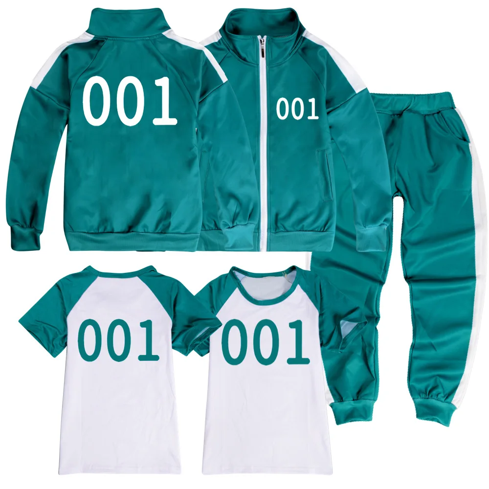 

Boys Girl Squid Game 001 007 212 218 240 456 Cosplay Teenager Tracksuit Long Sleeve Clothing Child Zipper Jackets Pants Tshirt