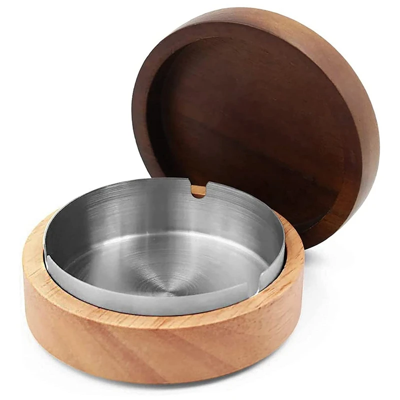 

Ashtray with Lid, Smokeless Ashtray, Windproof Ashtray for Indoor or Outdoor Cigarettes, Stainless Steel Liner Ashtray