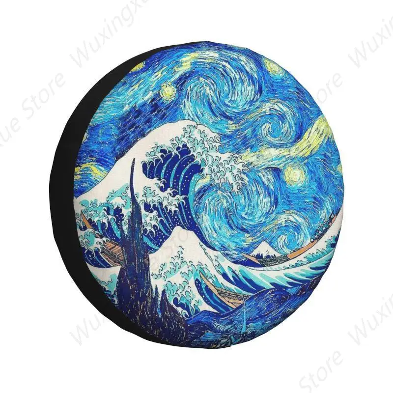 Чехол на запасное колесо The Great Wave Kanagawa Starry Night для Mitsubishi Pajero 4WD 4x4 защита колеса