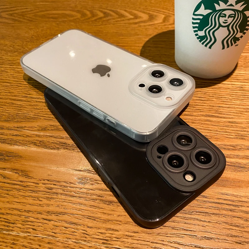 

Luxury Transparent Silicone Shockproof Phone Case For iPhone 11 12 13 Pro Max Mini X Xs XR 7 8 Plus SE 2 3 Lens Protection Cover