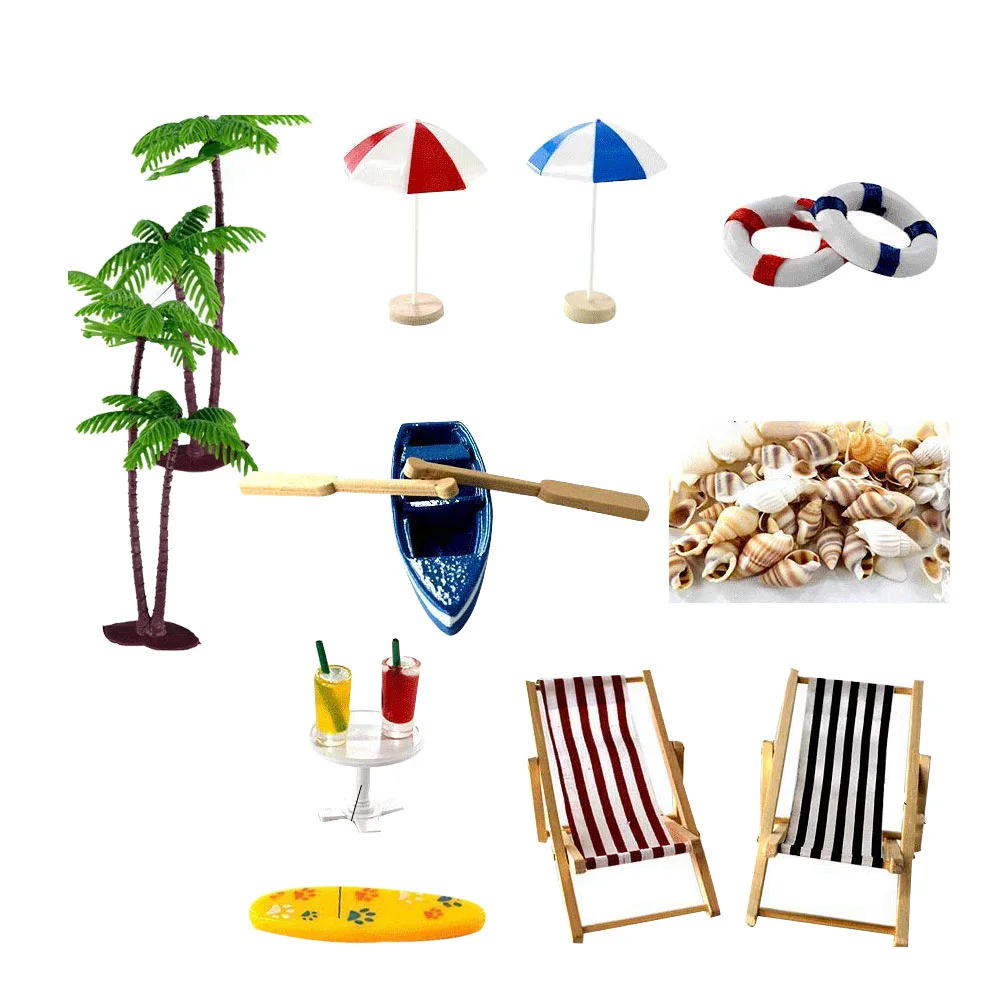 

Flower Pot Figure Terrarium Decor Miniature Coastal Decor Cake Ornament Model House Beach Set