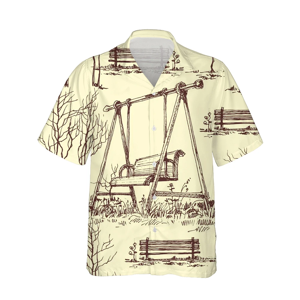 Jumeast 3d Harajuku Tree Plants Printed Mens Hawaiian Shirt Short Sleeve Vintage Clothes Fashion Shirts for Men Loose Streetwear