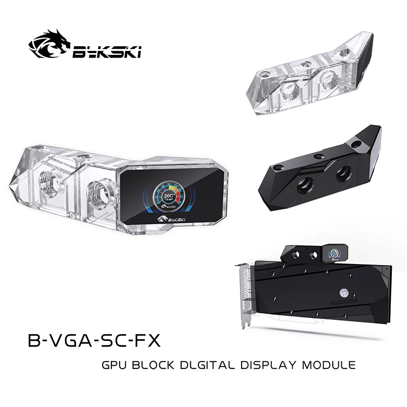 Bykski Water cooling Gpu block parts,Vertical Mounting Mould bridge module For GPU Block+Digital LCD colorful screen B-VGA-SC-FX