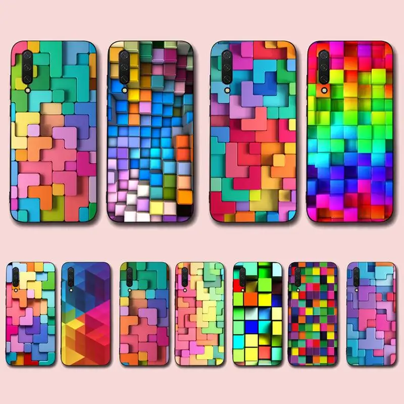 

3D Colorful Block Phone Case for Xiaomi mi 5 6 8 9 10 lite pro SE Mix 2s 3 F1 Max2 3