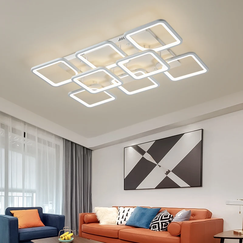 

Современная светодиодная Люстра для гостиной, столовой, кухни, спальни, дома, белая прямоугольная подвесная потолочная лампа, освещение