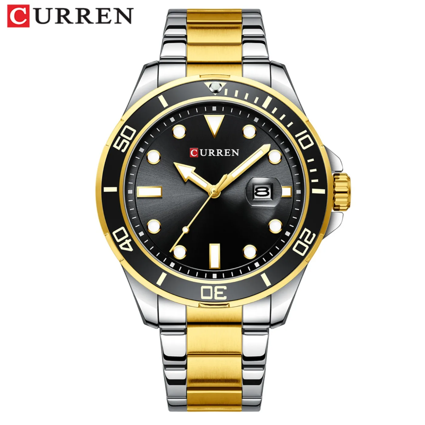 Фото Новые часы CURREN серии Green Water Ghost, брендовые элитные роскошные часы, автоматические часы для мужчин, полностью стальные водонепроницаемые кварцевые часы, подарки №3