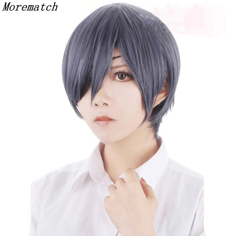 

Morematch Аниме Черный Батлер Kuroshitsuji Небесный Phantomhive парики серый синий термостойкий синтетический парик для косплея