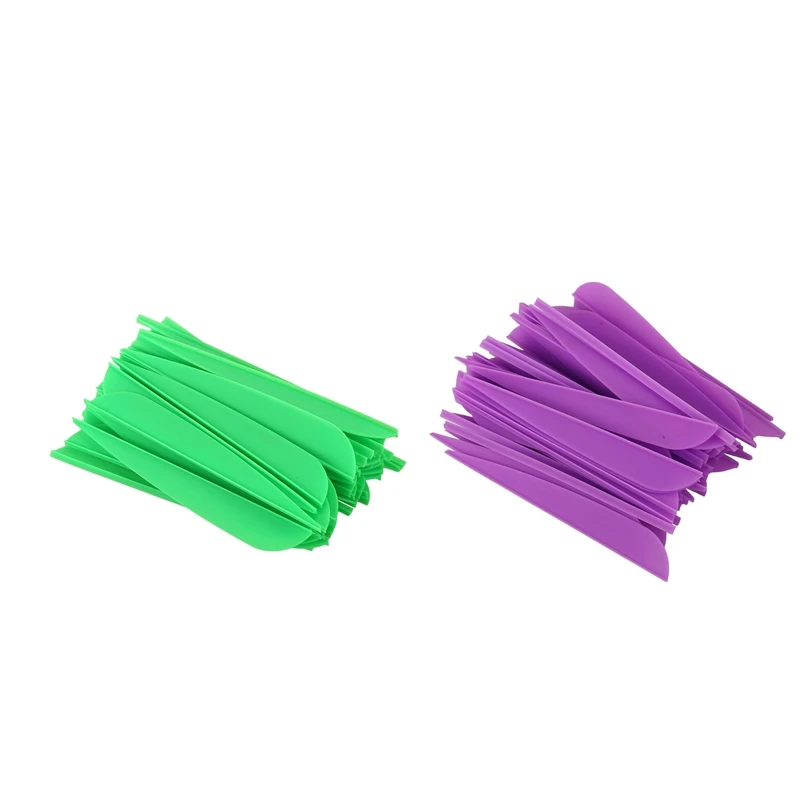 

Arrows Vanes 4 Inch Plastic Feather Fletching For DIY Archery Arrows 50 Pack(Purple) & 50 Pack(Green)