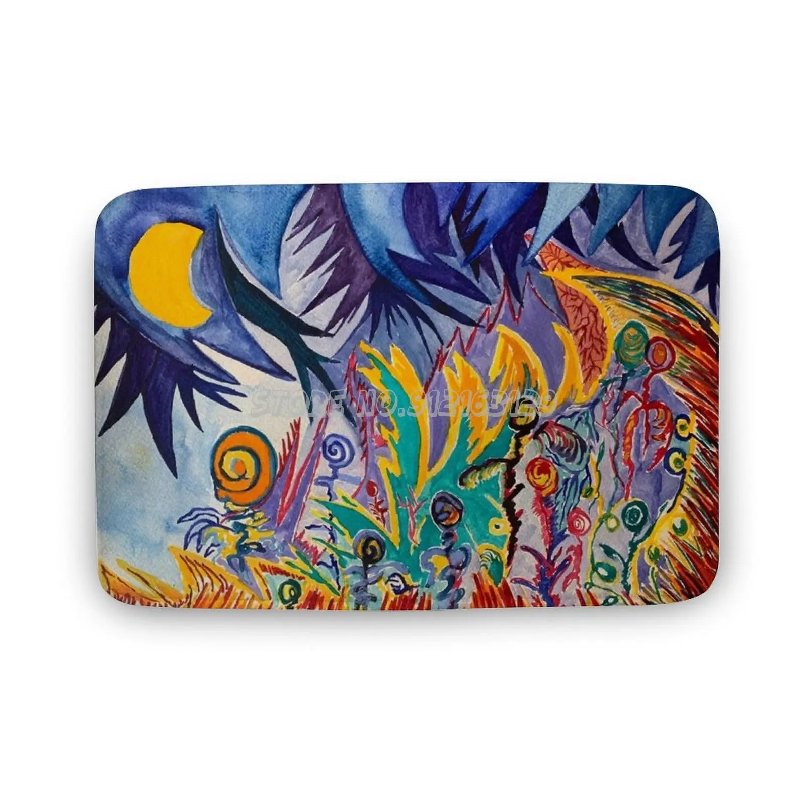 

Social Distortion Floor Mat Personalized Rug Doormat Home Decor Carpet Nature Landscape Bright Vibrant Moon Flowers Dancing Happ