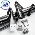 Магнитный зарядный кабель 5 А, кабель для быстрой зарядки Micro USB Type-C, Магнитный зарядный провод, кабель для iPhone 13, 12 Pro, Xiaomi