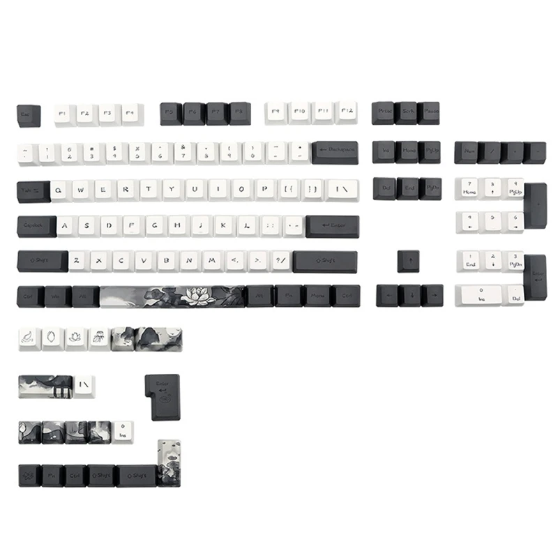 PBT OEM Profile Keycaps DYE-SUB 124 Keys Personalized Ink Painting Keycaps for cherry MX Switch Mechanical Keyboard