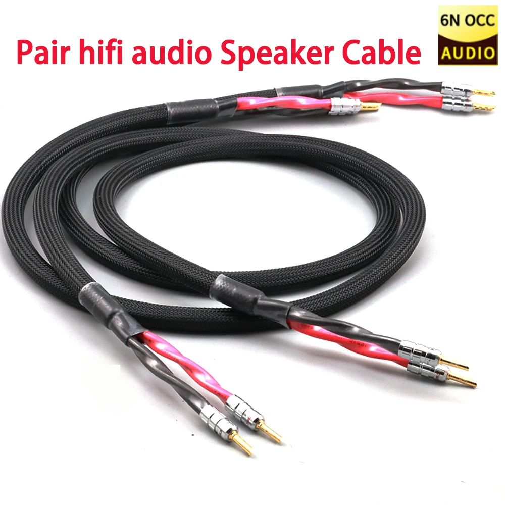 

Пара hifi аудио Акустический кабель hi-end 5N OCC высокая производительность провод динамика с CMC Позолоченный разъем банана