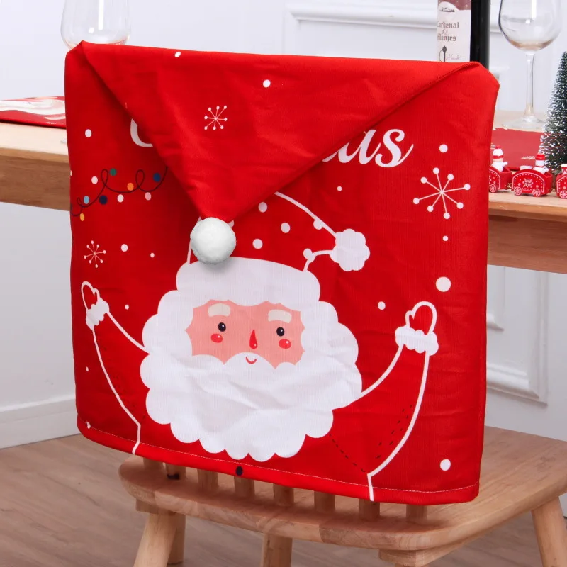 

Printed Christmas Chair Covers Old Man Cartoon Christmas Decorations Home Chair Decorations Hotel Festive Arrangement Dress Up