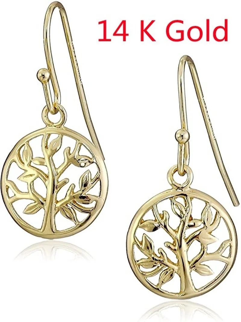 

Classic 14k Gold Filling Life Tree Earrings Fashion Metal Hollow Drop Dangle Earrings for Women Party Engagement Jewelry