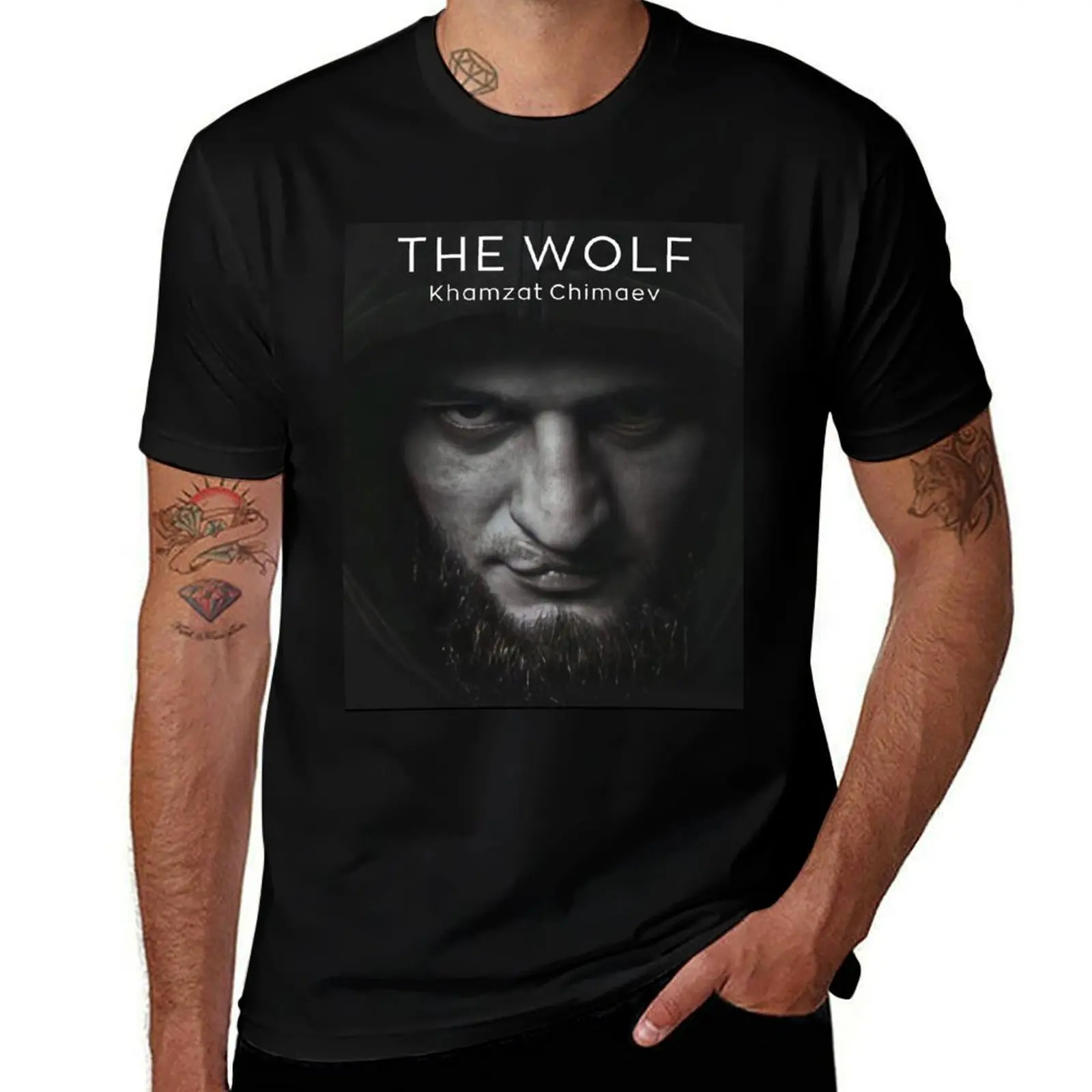 Фото Футболка с классическим принтом The Wolf Khamzat Chimaev, рубашка с короткими рукавами и классическим принтом №1
