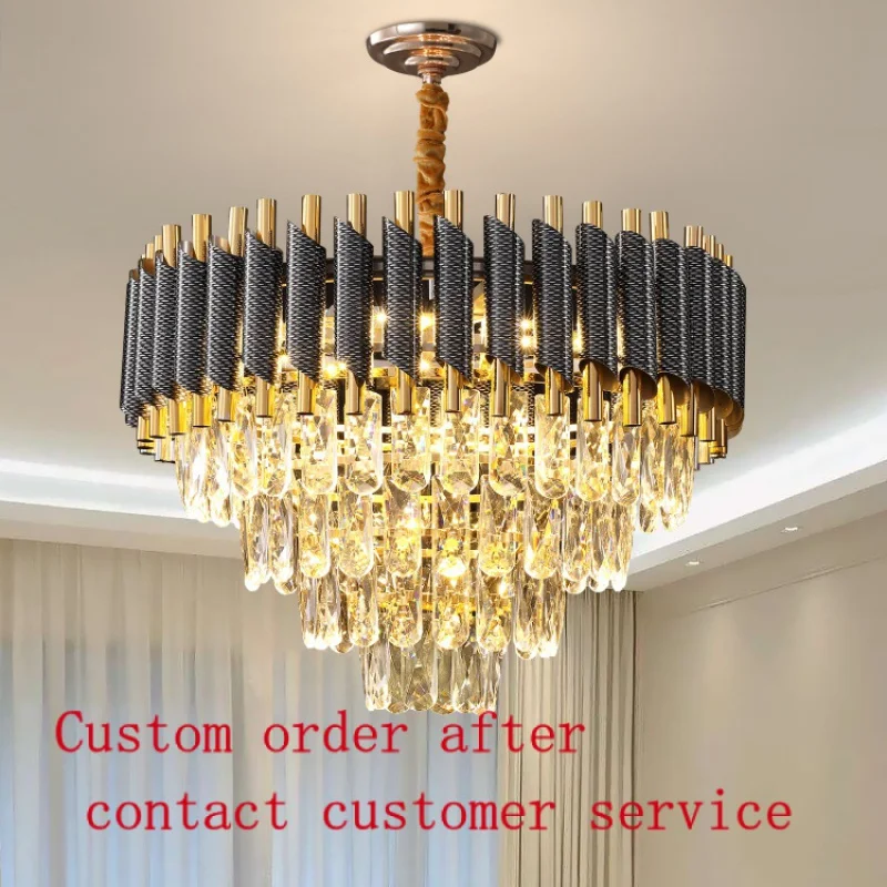 

Decorative Pendant Light Luxury Round Chandelier for villa hotel home decor black gold color aluminum chandelier light