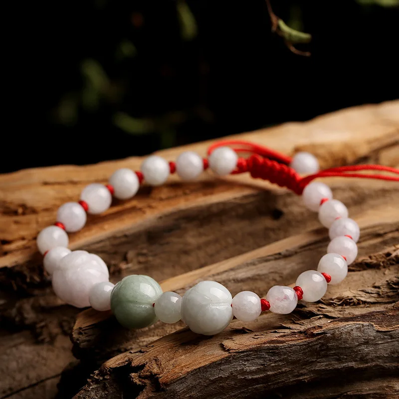 

Natural Jade Emerald 10mm Lotus Beads Bracelet Adjustable Bangle Charm Jewellery Fashion Accessories Hand-carved Man Luck Amulet