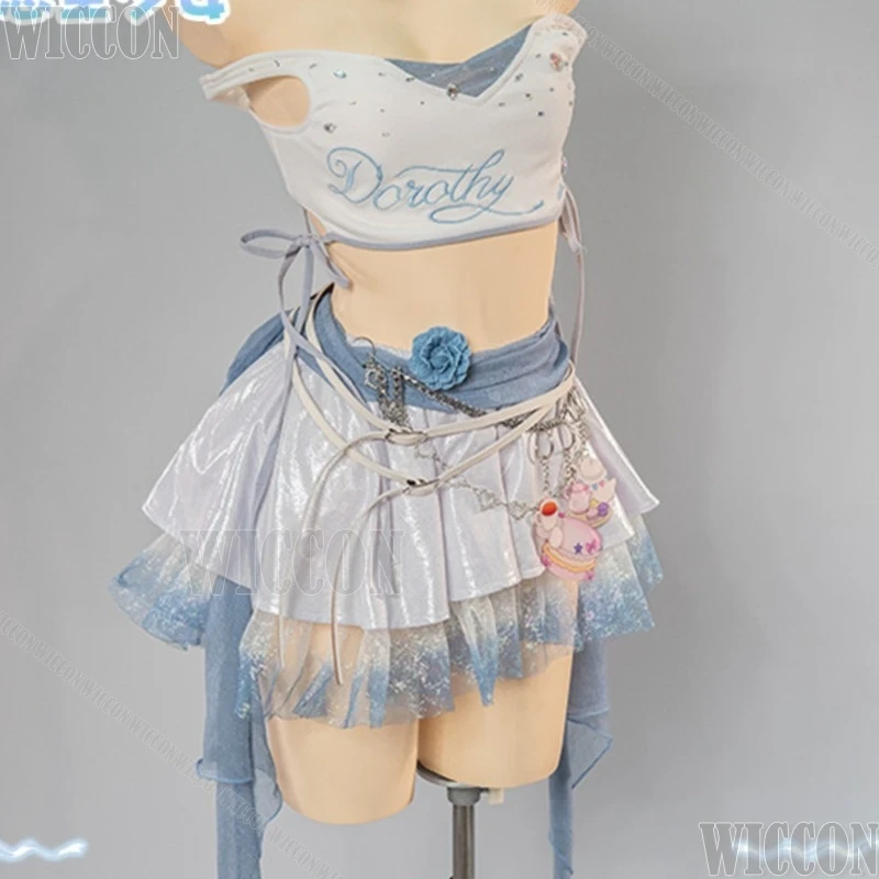 Фото Костюм для косплея Dorothy Goddess Game Idol Victory: сексуальное платье-торт белого и синего цвета с розовым париком для женщин на Хэллоуин, фестивали, Комик-Кон №3