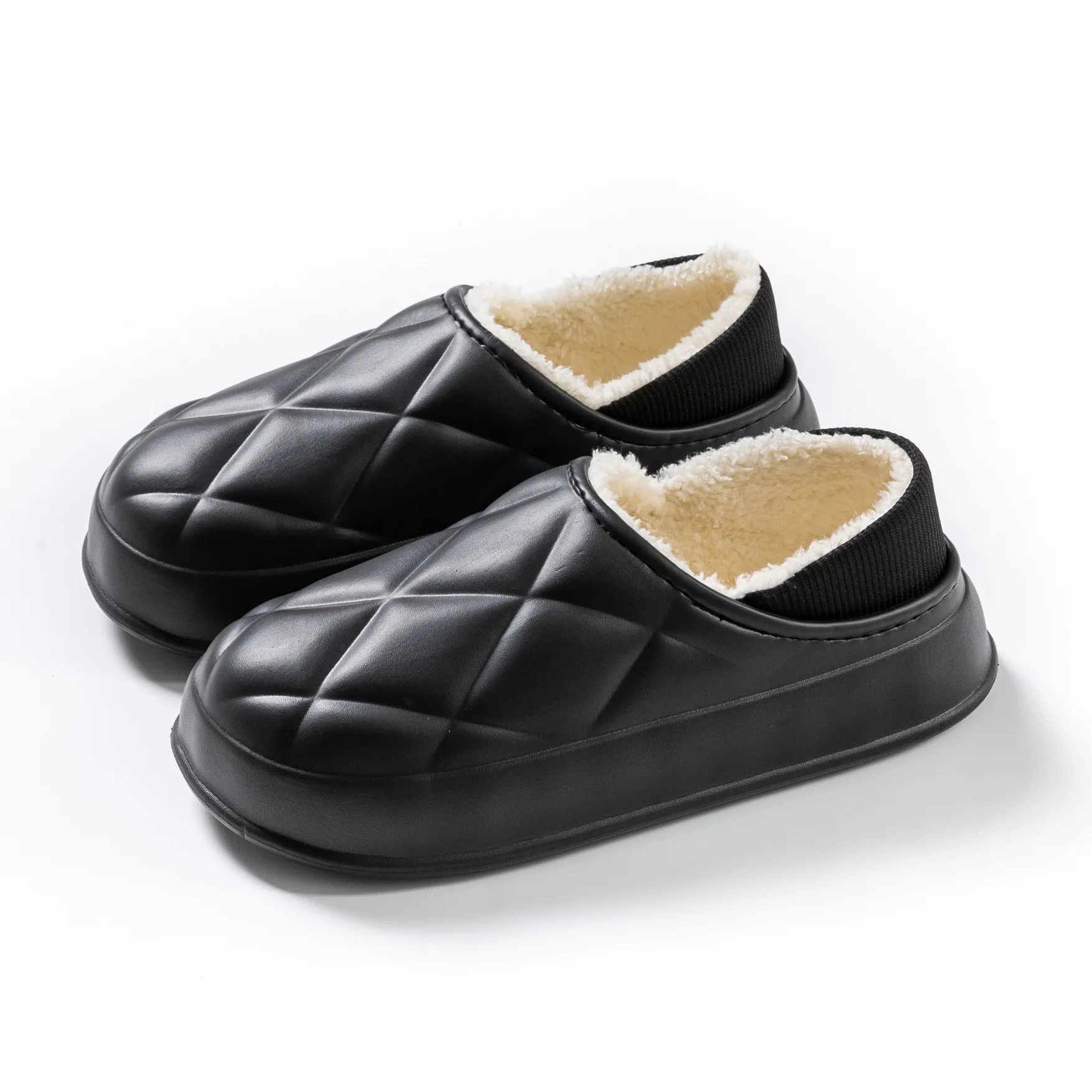 

Унисекс Зимние плюшевые меховые тапочки, водонепроницаемые пушистые тапочки для дома и улицы