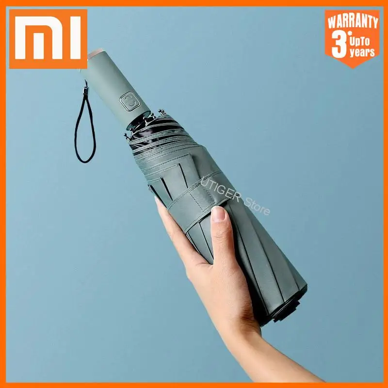 

Xiaomi Automatic Sun Umbrella Stylish 10K Three Folding Business Umbrellas Rain Black Coating Colored Handle Men Women Parasol
