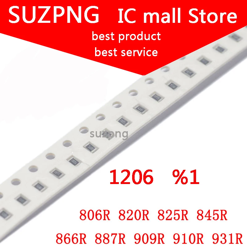 

100 шт. 1206 SMD % 1 Smd резистор 806R 820R 825R 845R 866R 887R 909R 910R 931R