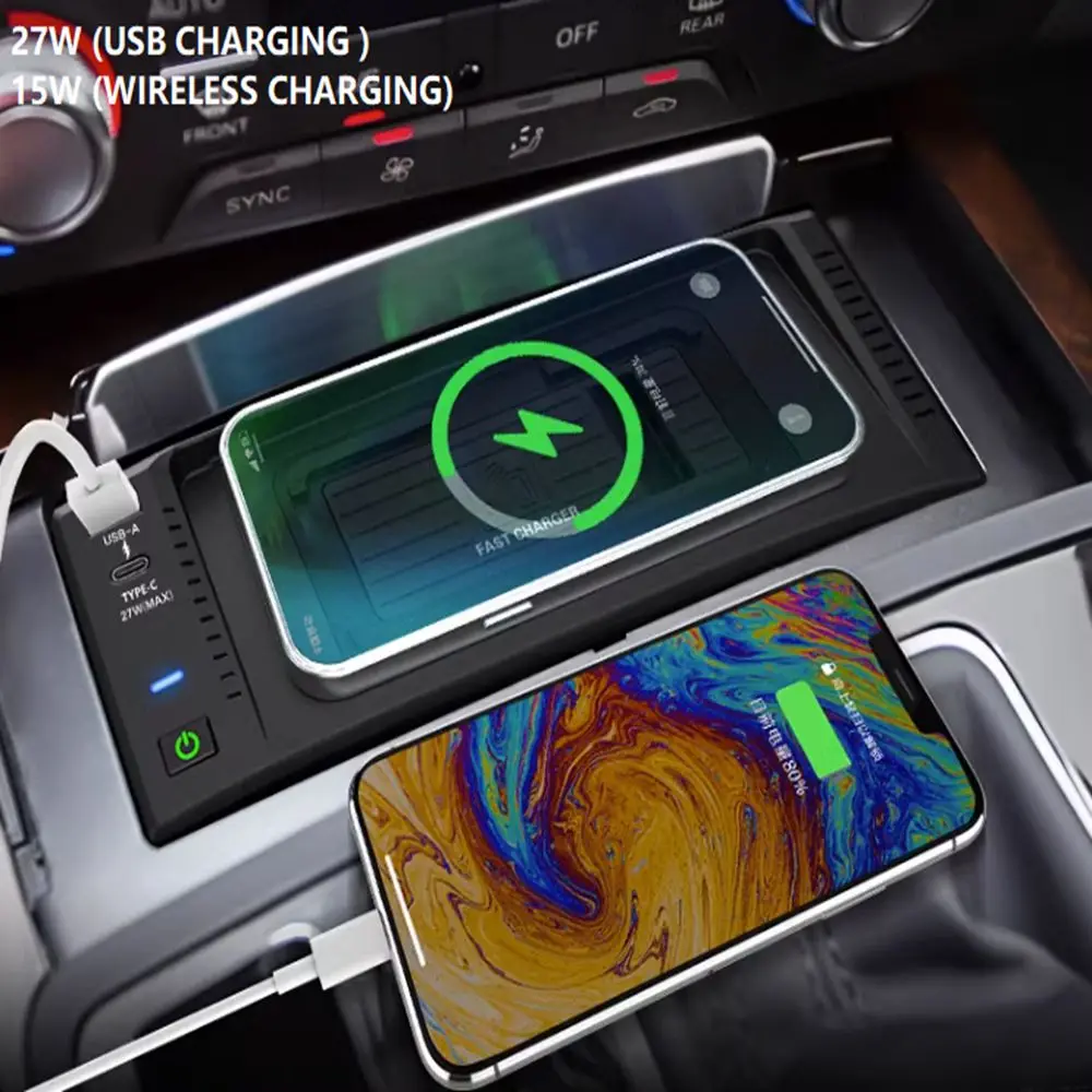 Беспроводная зарядная панель Qi для Audi A6 S6 RS6 A7 S7 RS7 C7 2011-2018, держатель для телефона, susb c, аксессуары для автомобильного зарядного устройства