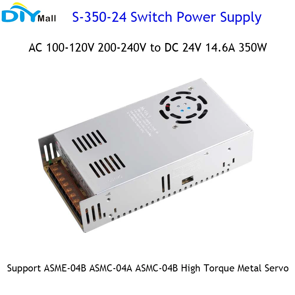 

S-350-24 Switch Power Supply AC-DC 100-120V 200-240V to 24V 14.6A 350W for LED Strip Display ASME-04B ASMC-04A ASMC-04B Servo