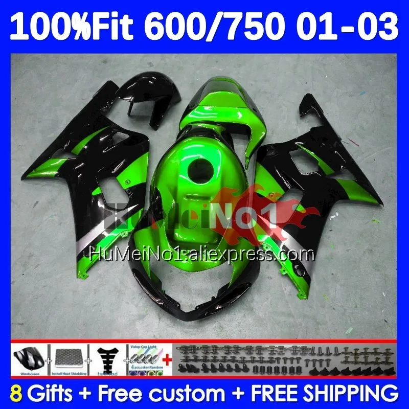 

Корпус от производителя для SUZUKI GSXR 600 750 CC K1 GSXR600 14No.113 фотобледно-зеленые Обтекатели GSXR750 01 02 03 2001 2002 2003