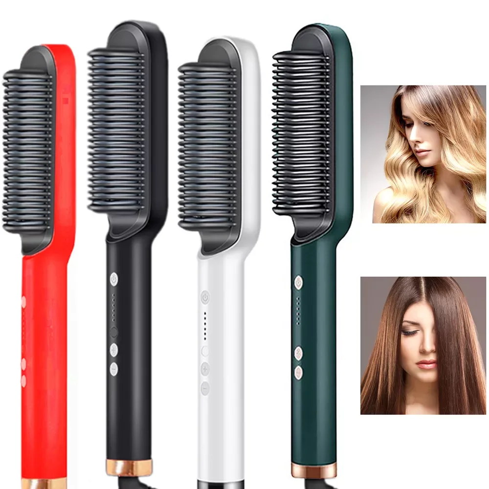 

Professional Hair Straightener Tourmaline Ceramic Hair Curler Brush Hair Comb Straighteners Curling Hair Iron Hair Styler Tool