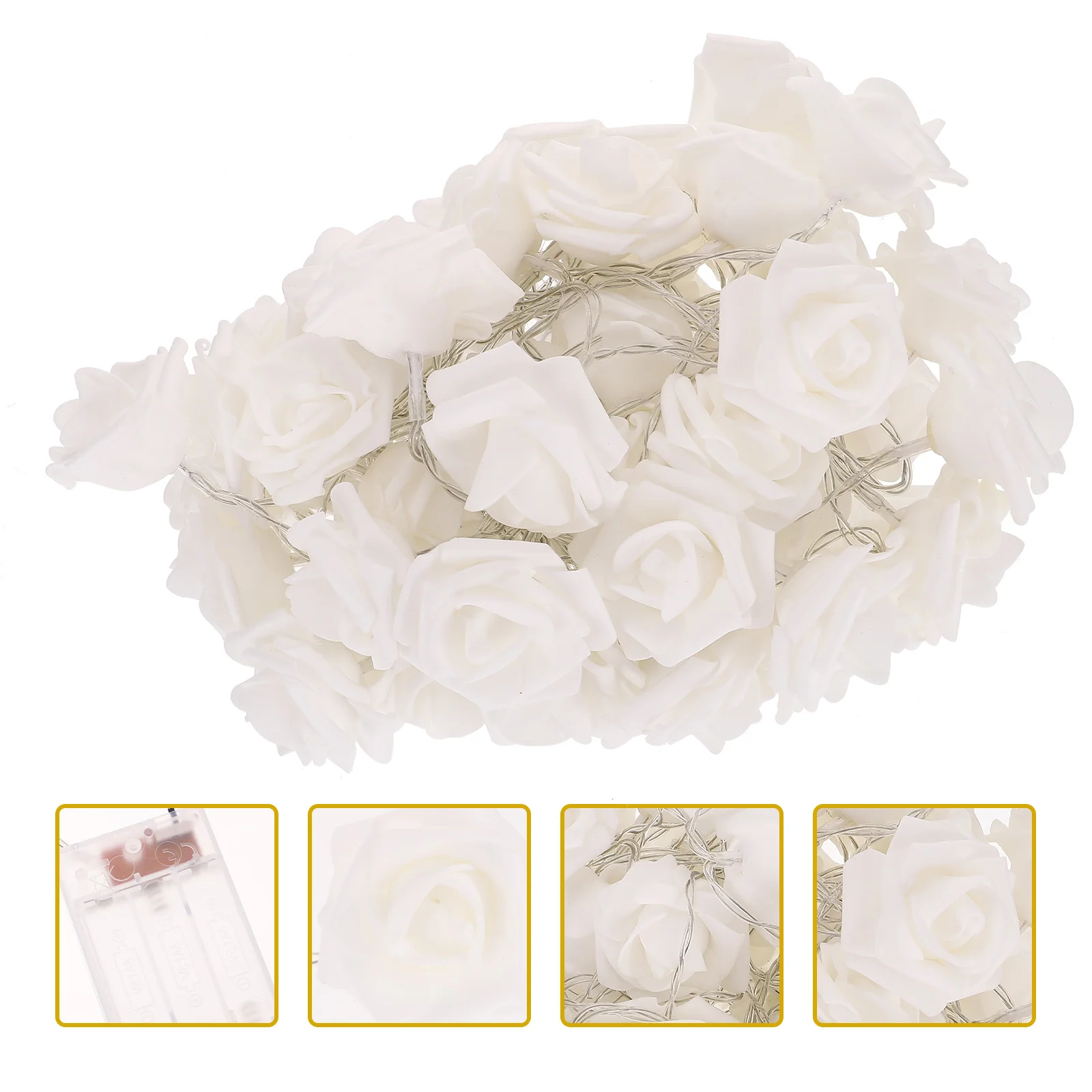 

Light Rose String Lights Flower Led Garland Fairy Wedding Sign Lampnight Atmosphere Twinkle Curtain Hanging Li Sponge White