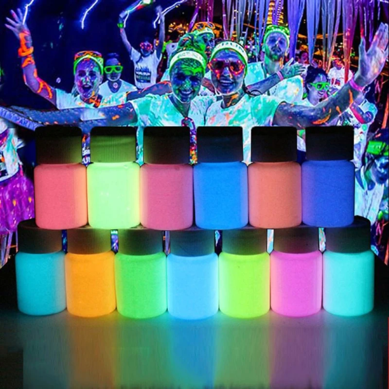 

8 Colors Super Bright Luminous Epoxy Resin Pigment Glow in The Dark Liquid Colorant Body Art UV Body Paint Set Each 15g